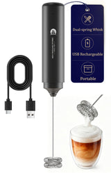 Maevemoo Milk Frother Handheld – Minimalist Coffee Bar Accessory in Neutral White and Black, One Button Design