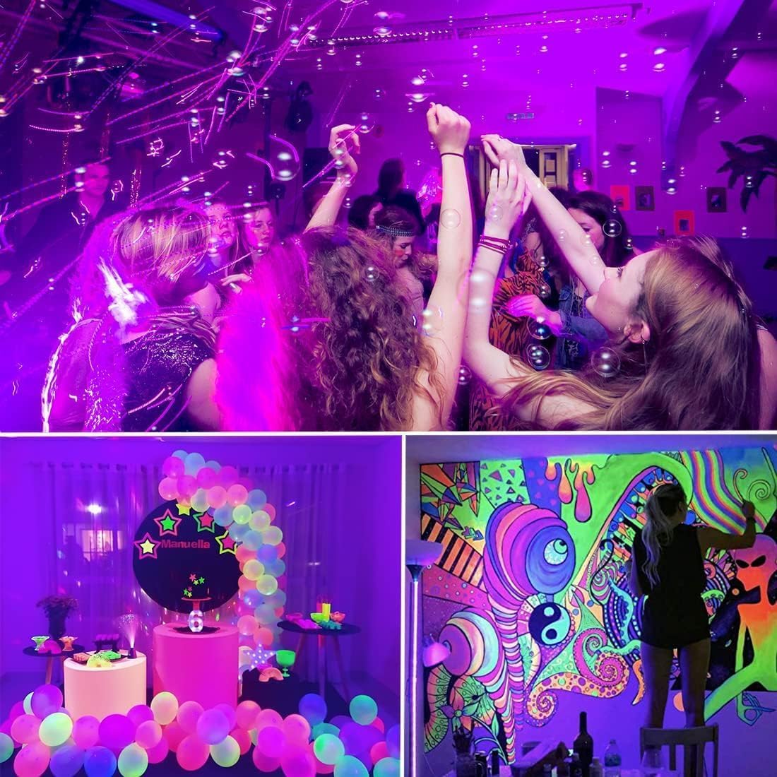 Black Light Strips – Safer 385-400nm UV Lighting for Bedrooms, No Flame and Low Heat Design