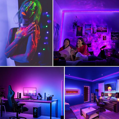 Black Light Strips – Safer 385-400nm UV Lighting for Bedrooms, No Flame and Low Heat Design