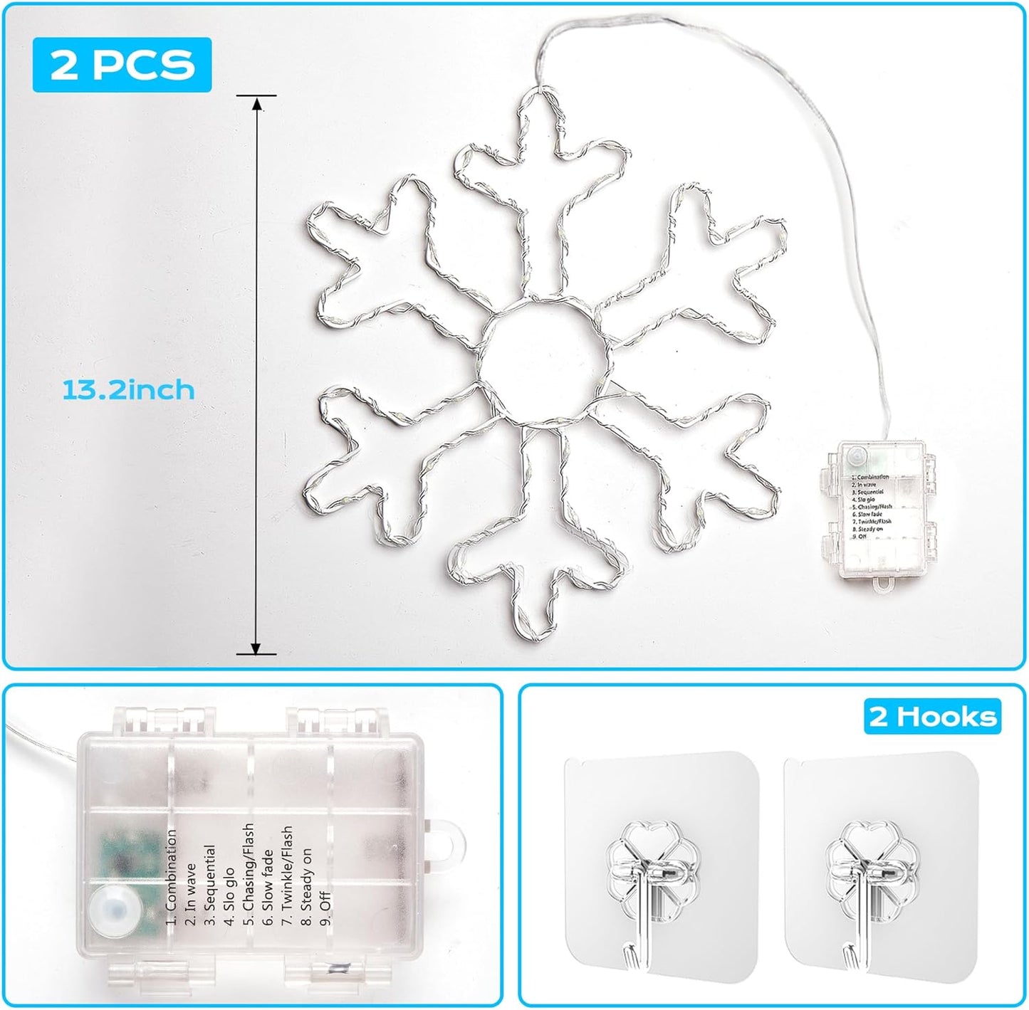 BlcTec Battery Operated Snowflake LEDs – Outdoor Garden Fence and Deck Party Lighting