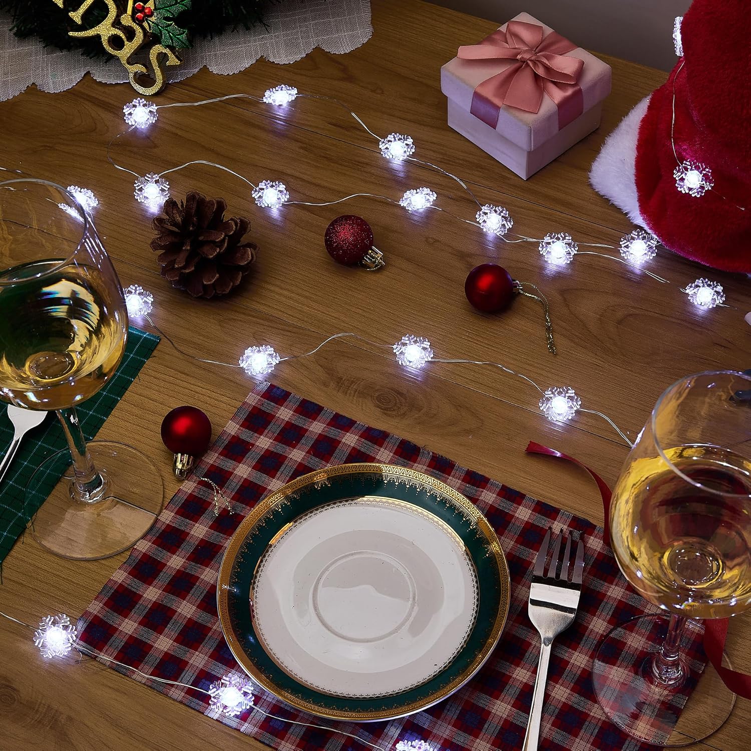 BlcTec Snowflake String Lights – Minimalist Bedroom Accent with Simple Cool White Glow and Timer