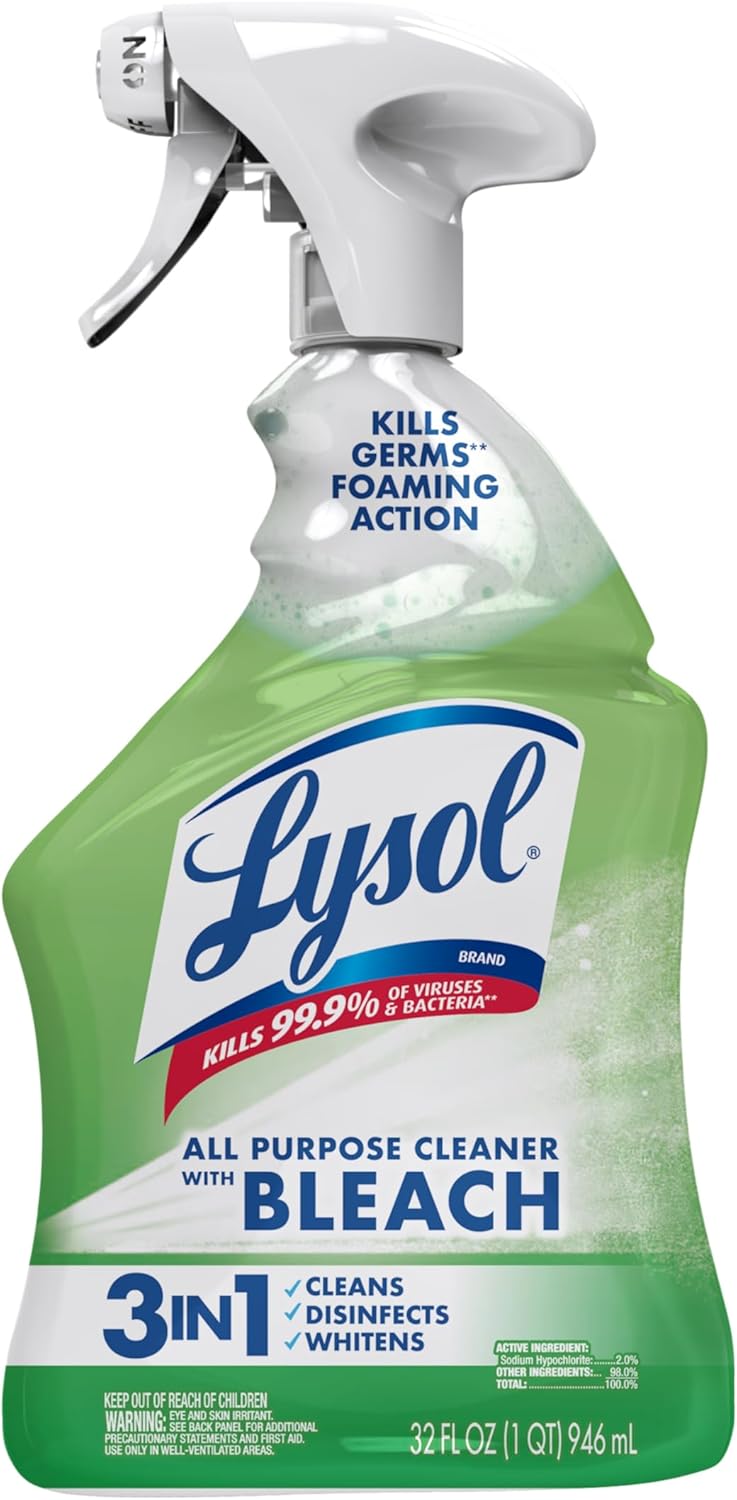 bleach-based liquid formula that cleans, whitens, and disinfects in one step