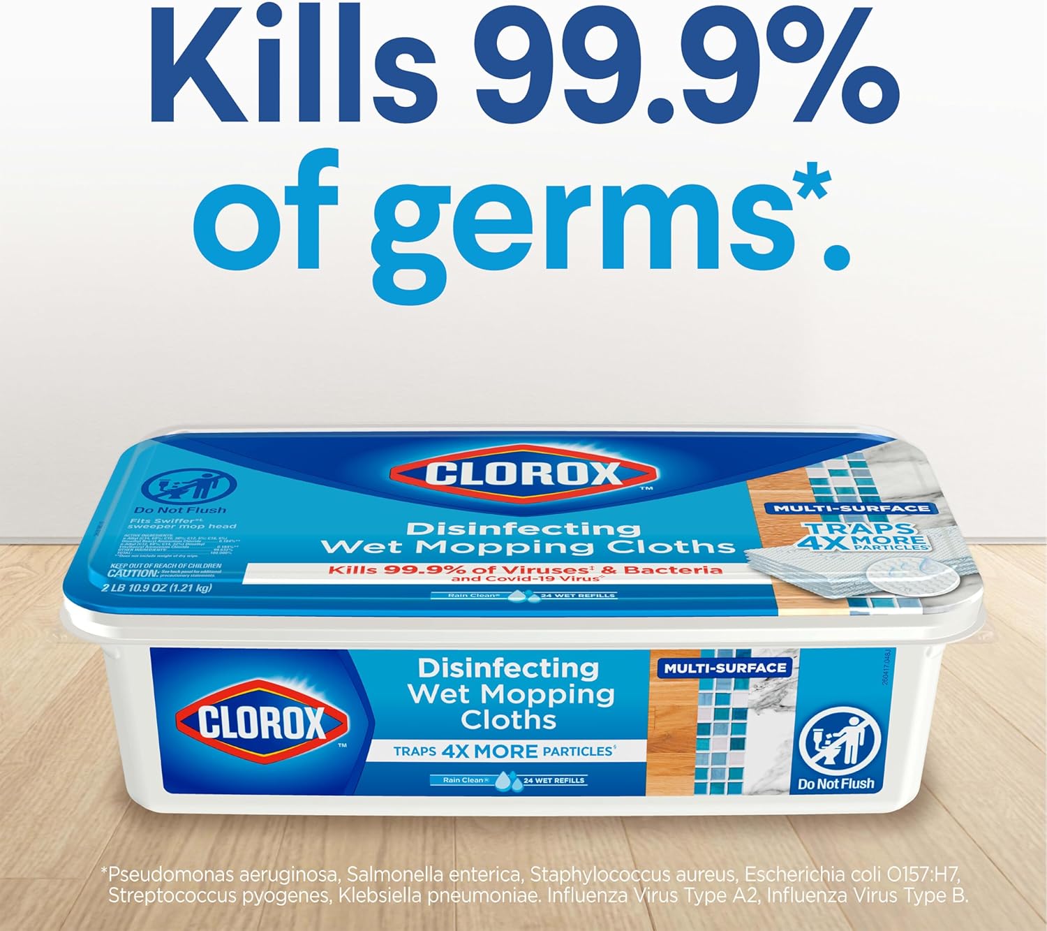bleach-free multi-surface formula safe for finished wood, laminate, vinyl, linoleum, quartz, and glazed tile