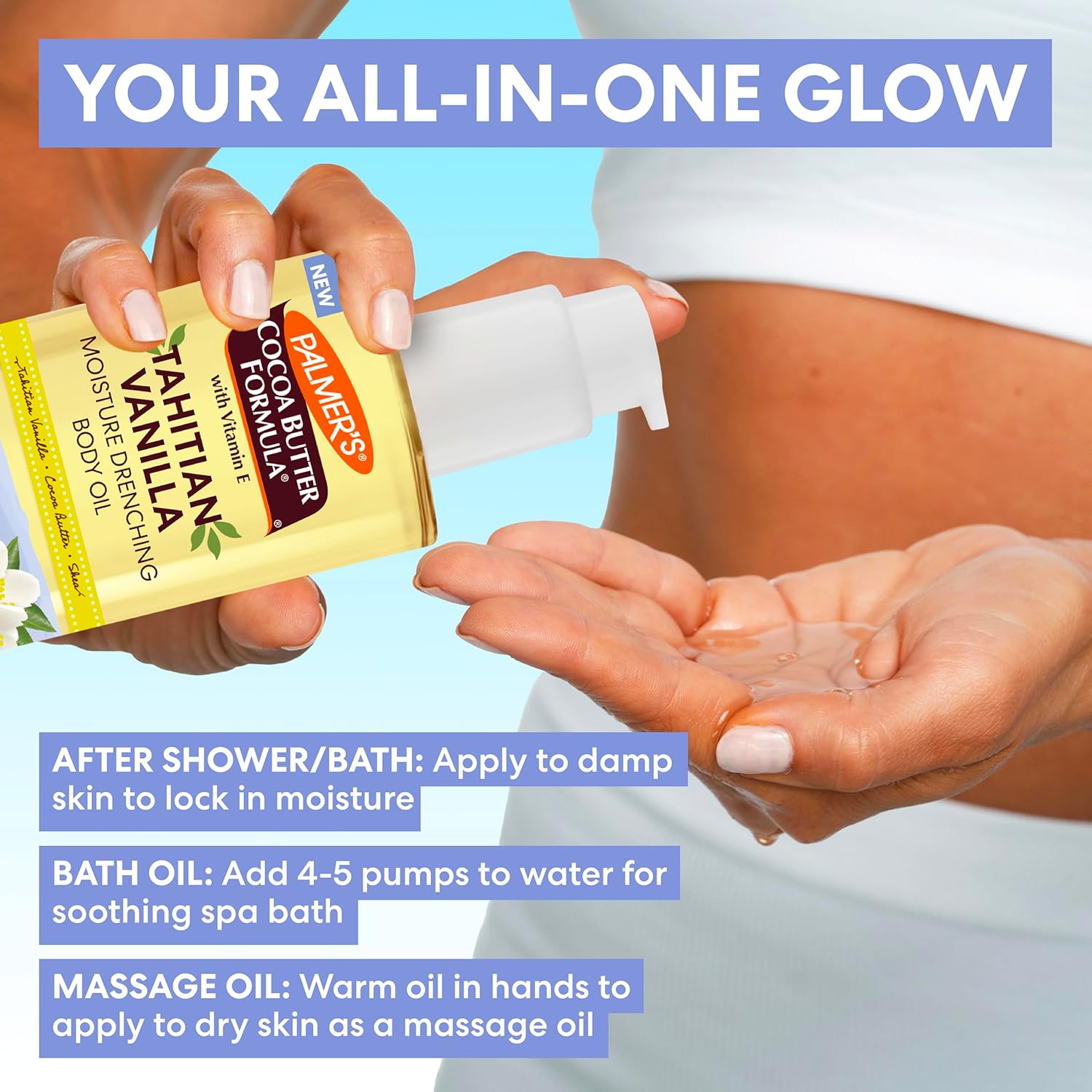 blend of shea butter, cocoa butter, and vitamin e for skin nourishment