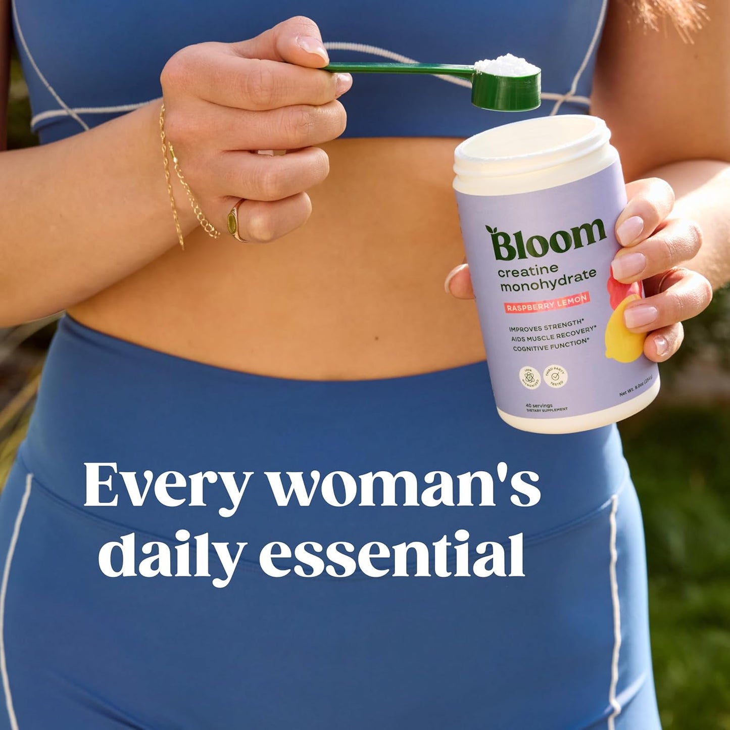 Bloom Nutrition Creatine Monohydrate Powder for Women – Morning Focus Scoop for Home Office, Study, and Training Days