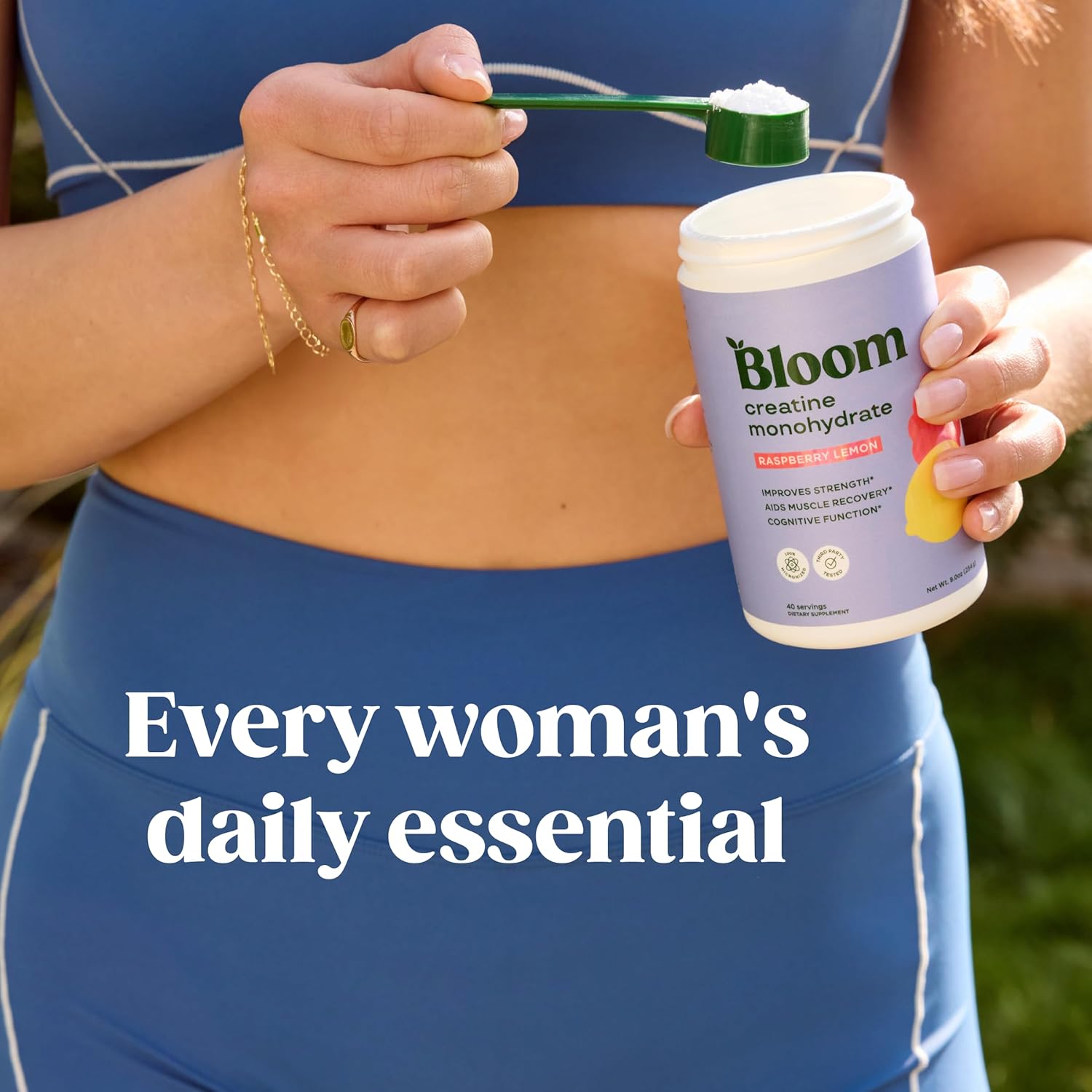 Bloom Nutrition Creatine Monohydrate Powder for Women – Morning Focus Scoop for Home Office, Study, and Training Days