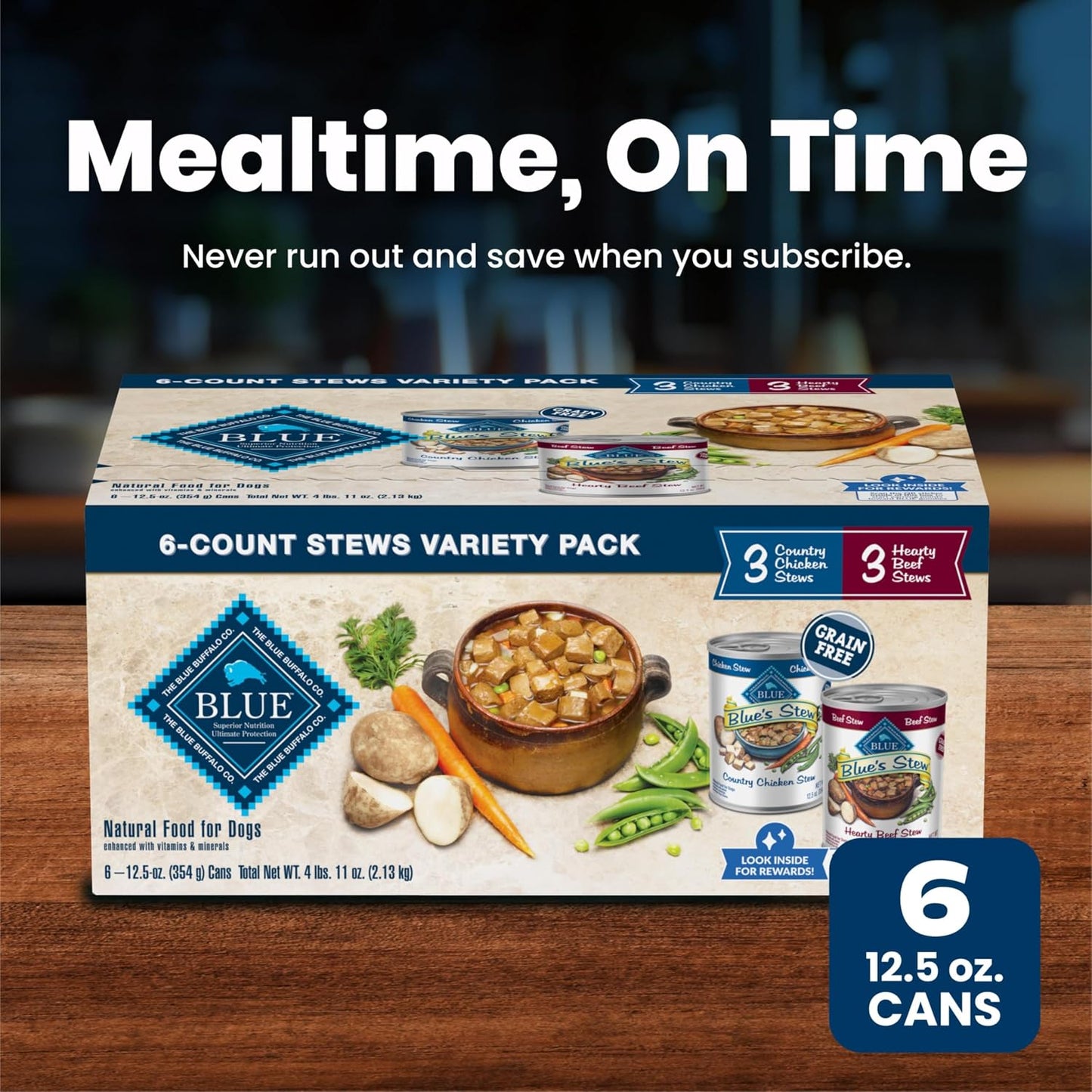Blue Buffalo Blue's Stew Natural Grain Free Wet Dog Food, Hearty Beef & Country Chicken Variety Pack for Mindful Pet Parents