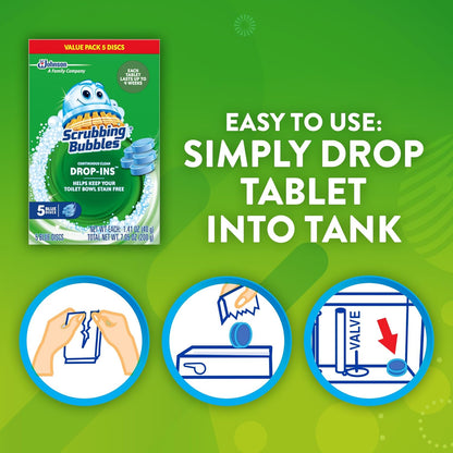 blue tablet with active ingredients that release with every flush