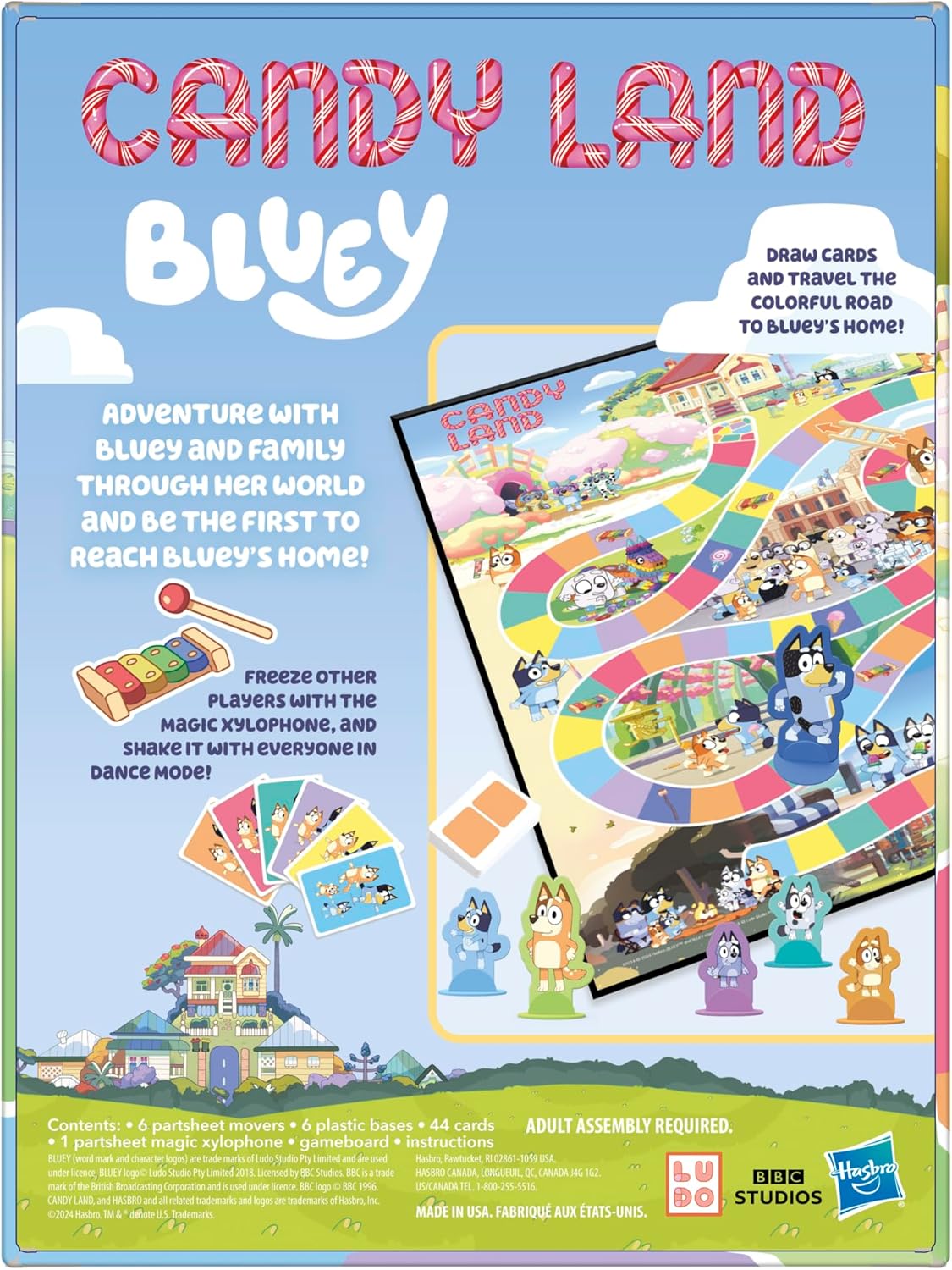 bluey-themed gameboard depicting fan-favorite show locations like shadowlands and rug island