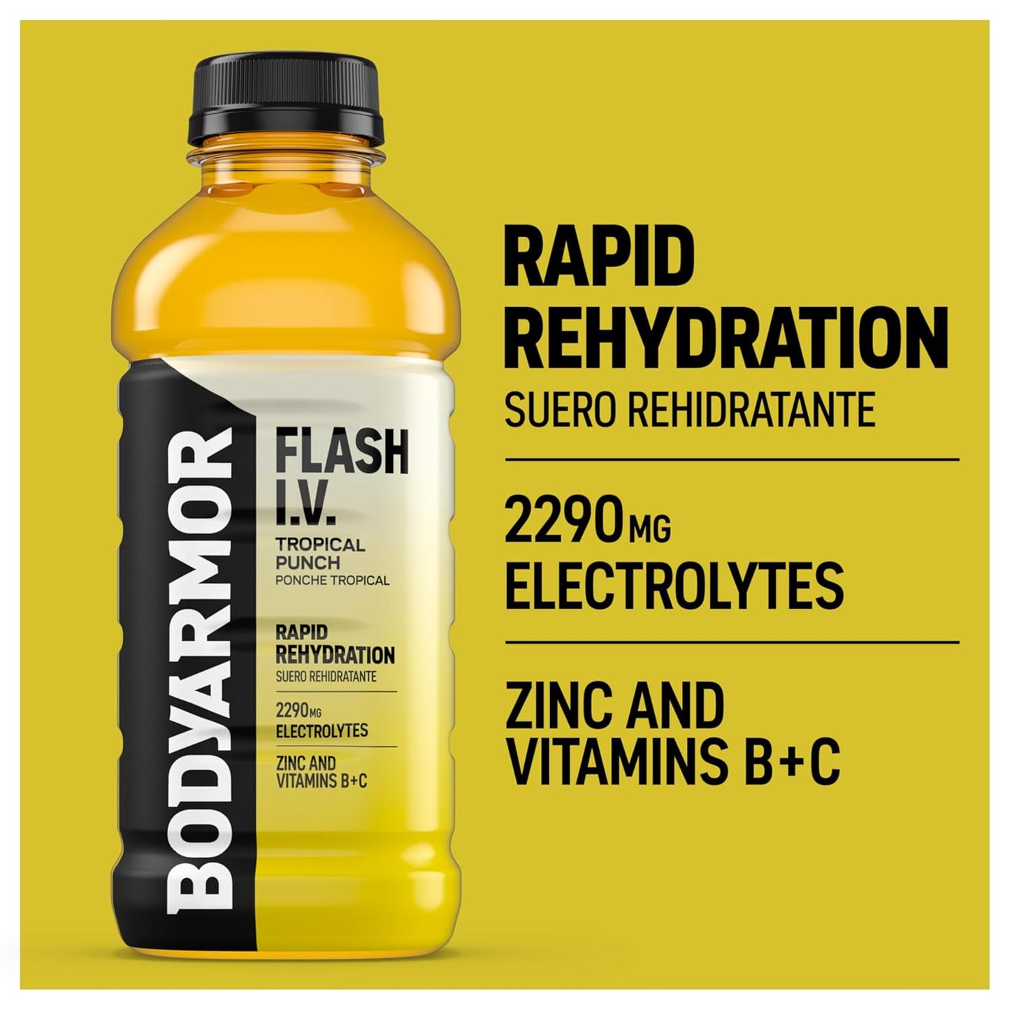 BODYARMOR Flash I.V. Electrolyte Beverage – Clean Wellness Hydration for Home and Office, No Artificial Sweeteners Recovery Drink 20 Fl Oz 12-Pack