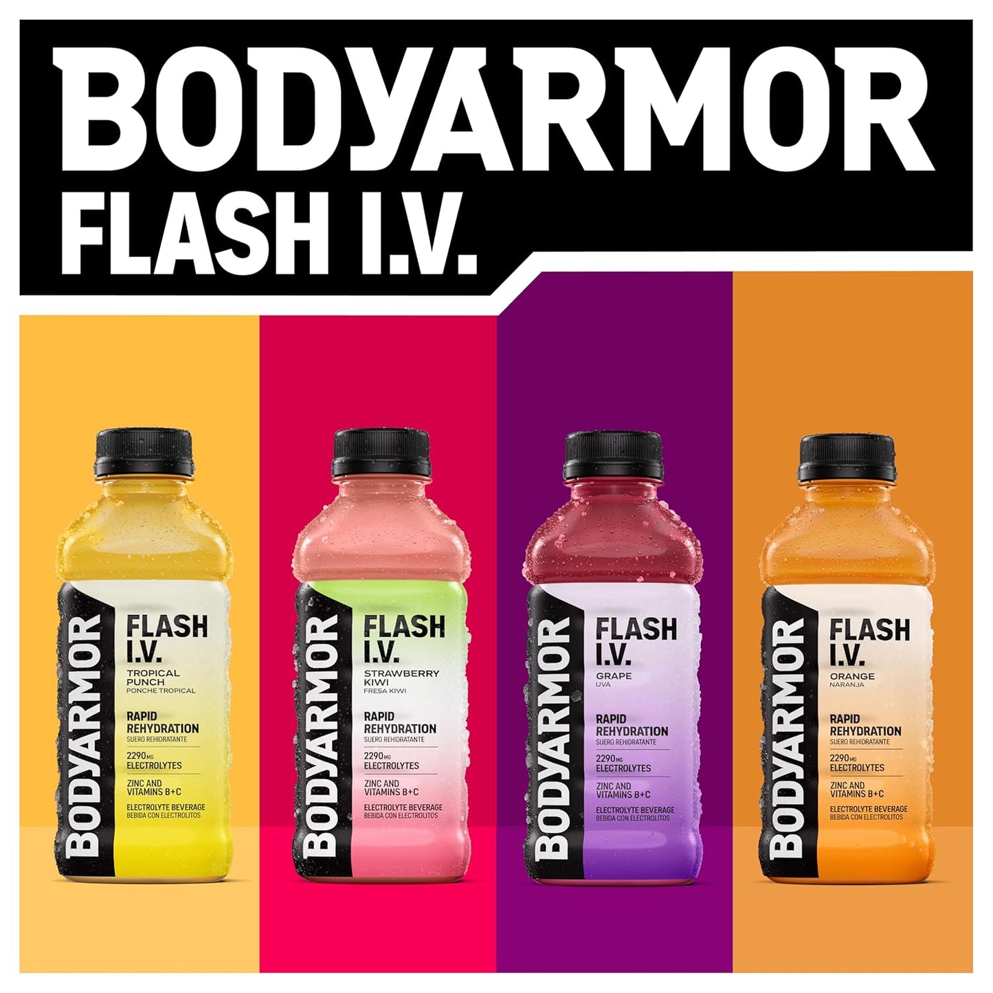 BODYARMOR Flash I.V. Electrolyte Beverage – Clean Wellness Hydration for Home and Office, No Artificial Sweeteners Recovery Drink 20 Fl Oz 12-Pack