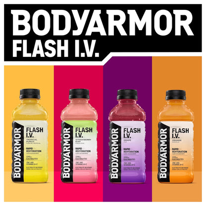 BODYARMOR Flash I.V. Electrolyte Beverage – Clean Wellness Hydration for Home and Office, No Artificial Sweeteners Recovery Drink 20 Fl Oz 12-Pack