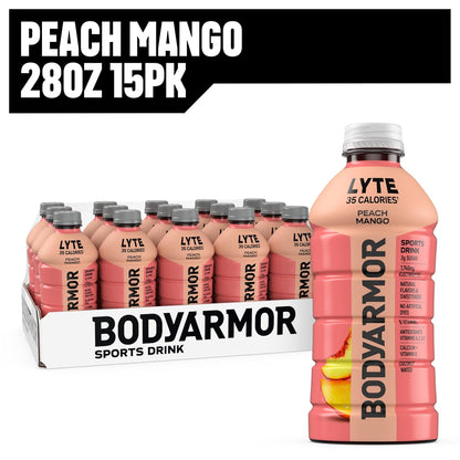 BODYARMOR LYTE Electrolyte Drink for Post-Workout Hydration and Daily Wellness Routine, 28 Fl Oz Bottles (15 Pack)