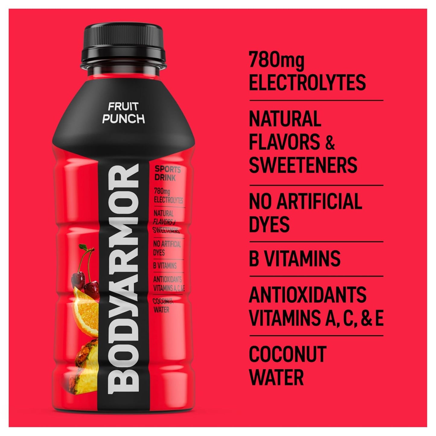 BODYARMOR Sports Drink Fruit Punch – Natural Hydration for Youth Soccer, Basketball, and Little League Practices