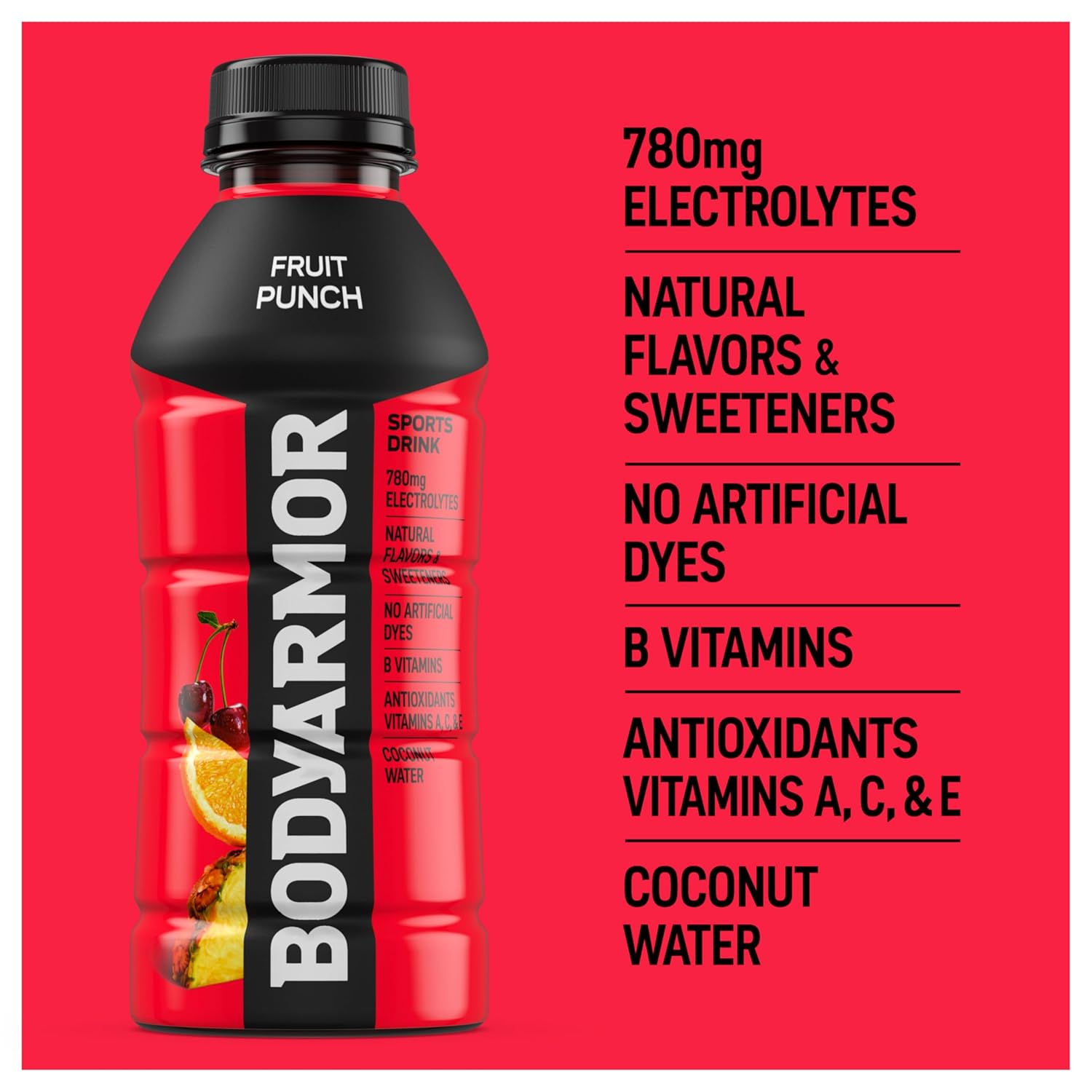 BODYARMOR Sports Drink Fruit Punch – Natural Hydration for Youth Soccer, Basketball, and Little League Practices