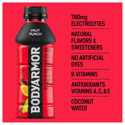 BODYARMOR Sports Drink Fruit Punch – Natural Hydration for Youth Soccer, Basketball, and Little League Practices