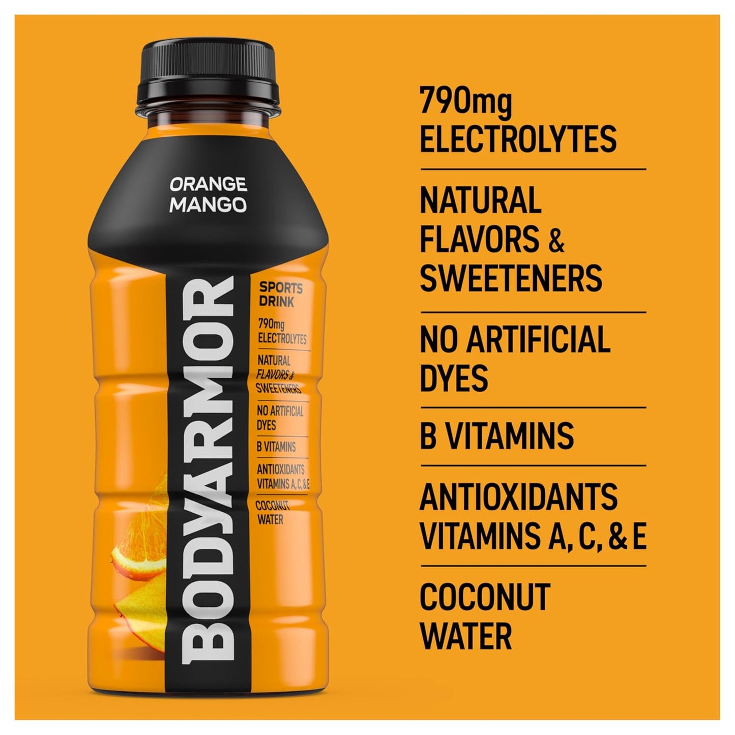 BODYARMOR Sports Drink – Quick-Hydration Bottles for Active Commuters and Busy Mornings, Pack of 12