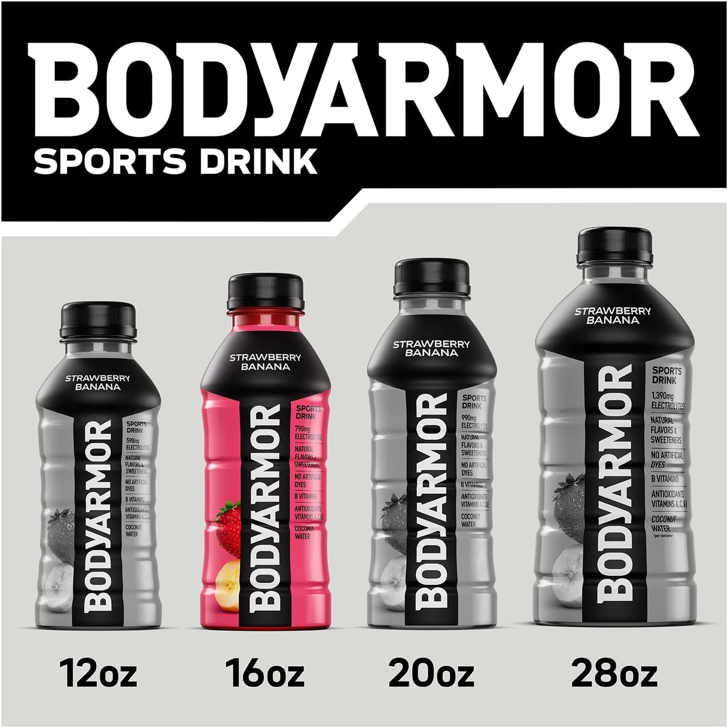BODYARMOR Sports Drink Strawberry Banana – Focus-Supporting Hydration for Home Office and Commute