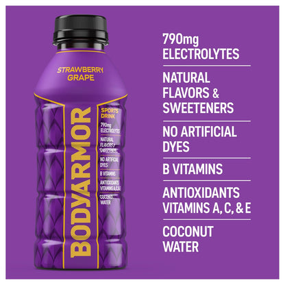 BODYARMOR Strawberry Grape Sports Drink 12 Pack – Thoughtful Fitness Gift for Active Friends and Health-Conscious Family