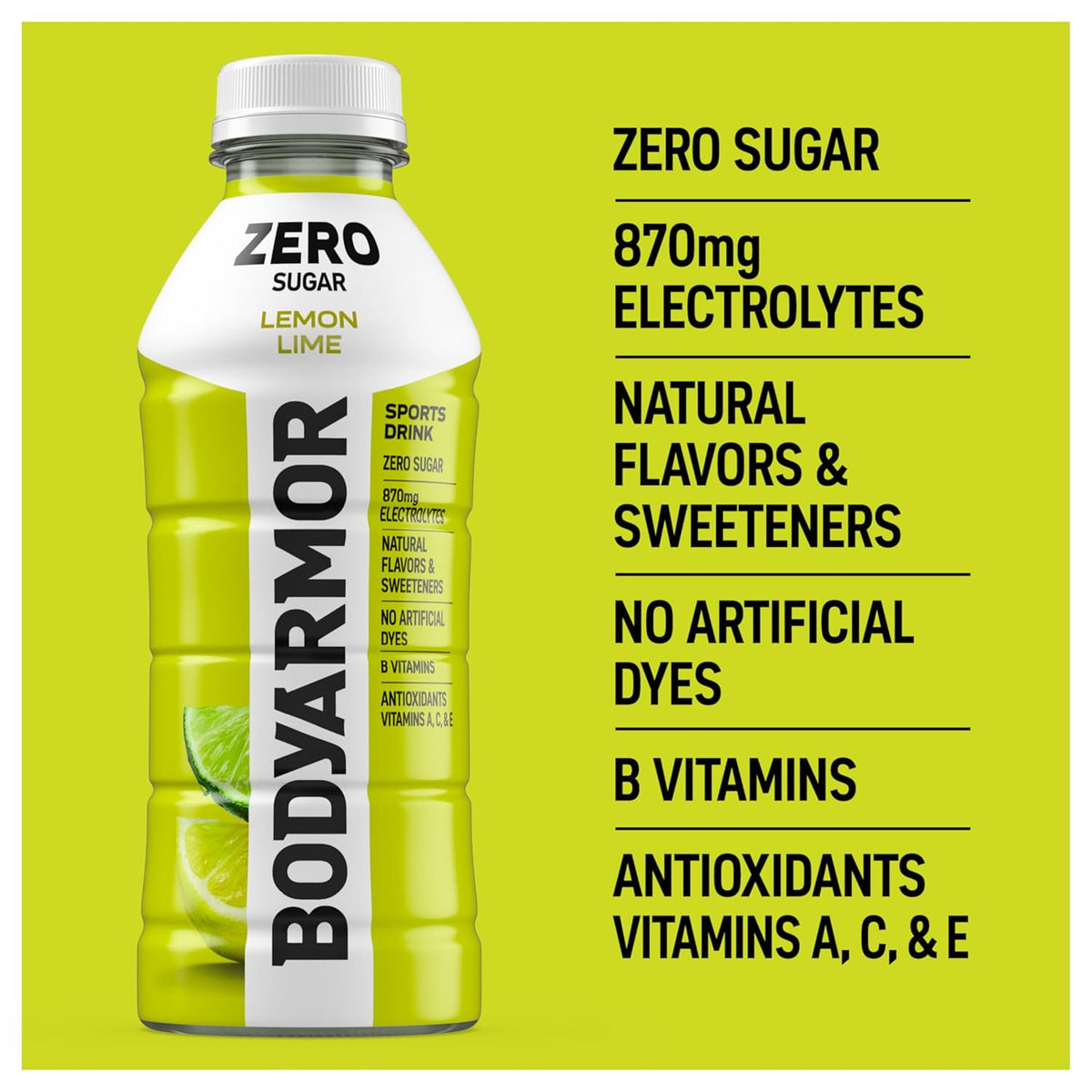 BODYARMOR ZERO Sugar Lemon Lime – Calming Sugar-Free Hydration for Mindful Daily Wellness Routines