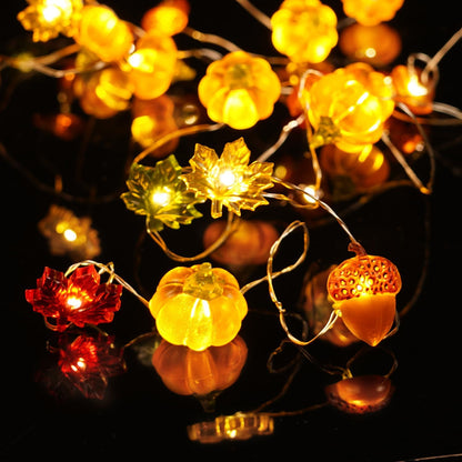 BOHON Minimalist Fall Garland – Single Strand Acorn & Maple String Lights, Understated Warm White Autumn Table Decor
