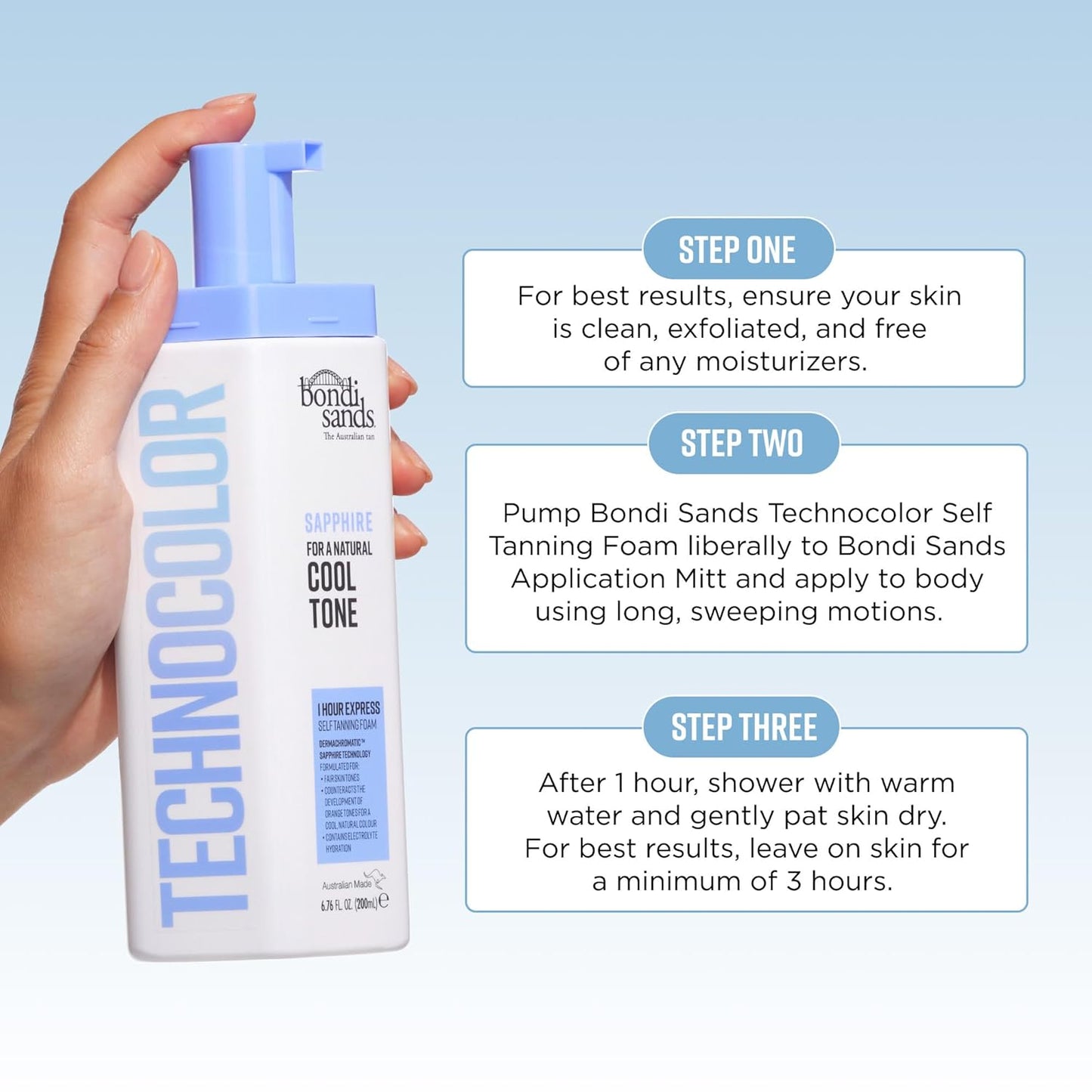 Bondi Sands Technocolor 1-Hour Express Self-Tanning Foam – Hydrating Evening Skincare Ritual for a Natural Glow
