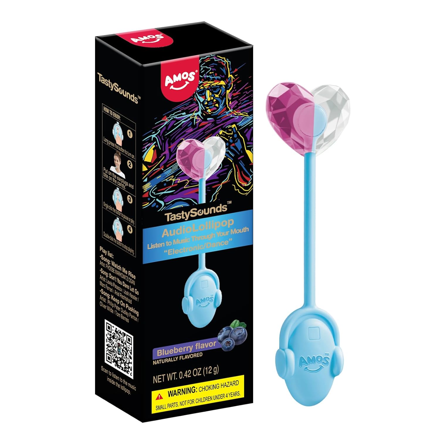 bone conduction technology embedded in the lollipop for audio playback through the mouth