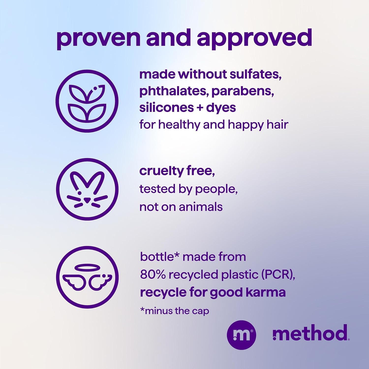 bottle (excluding cap) made from 80% post-consumer recycled plastic; cruelty-free, never tested on animals
