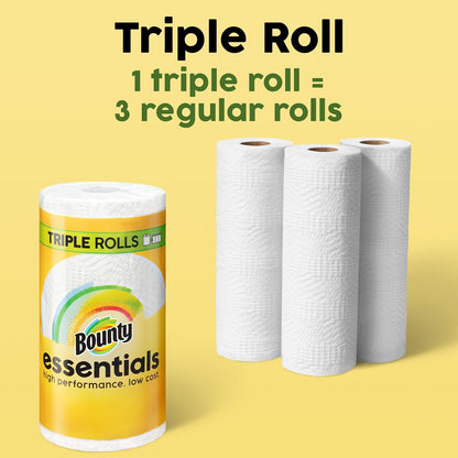 Bounty Essentials Select-A-Size Paper Towels – Clean White Sheets for Uncluttered Kitchens, 6 Pack
