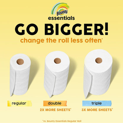 Bounty Essentials Select-A-Size Paper Towels – Quick Cleanups for Busy Home Offices, 2 Triple Rolls