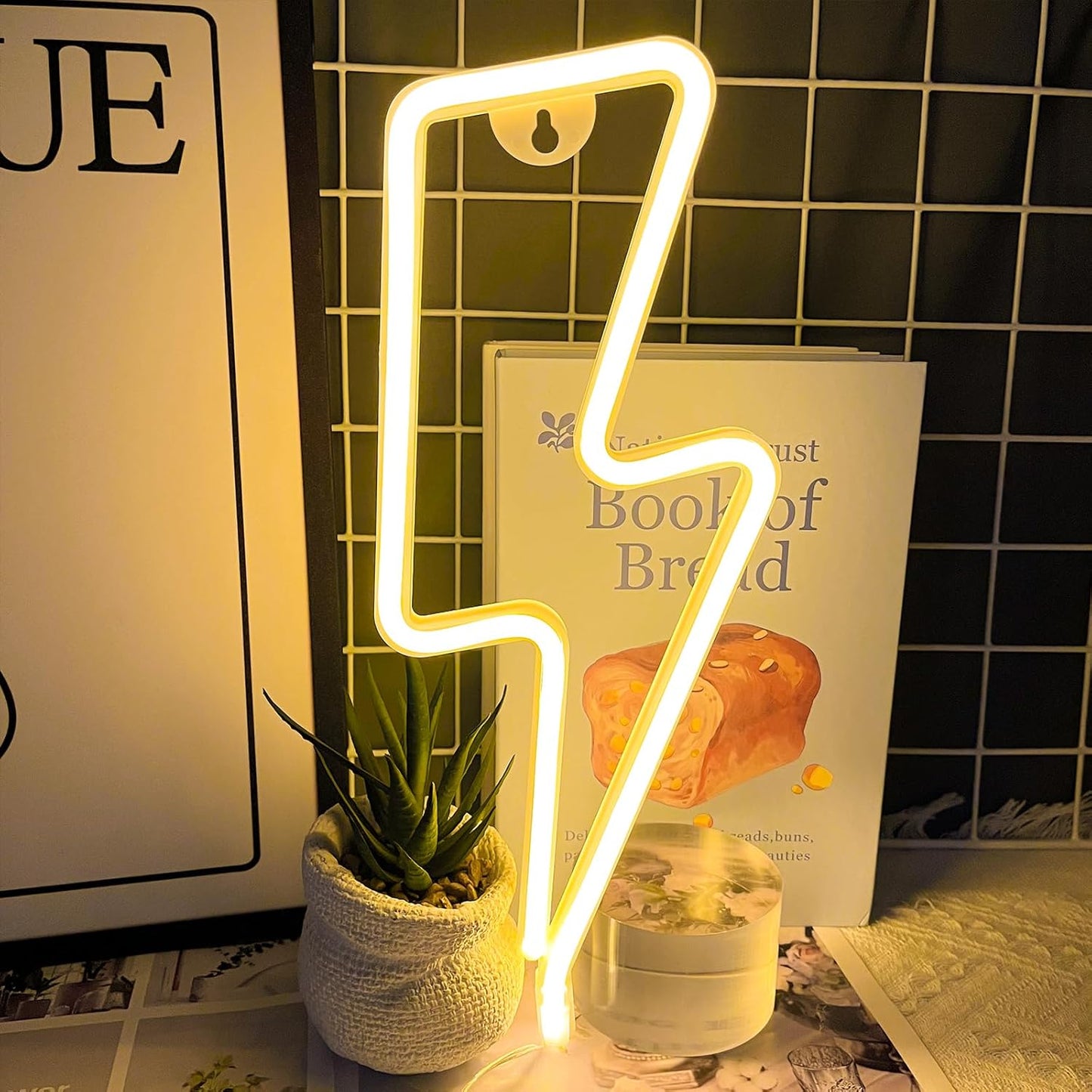 [Brand] Lightning Bolt LED Neon Light – Safe Battery Powered Wall Decor for Kids Bedroom and Playroom, Flexible Silicone Baby Room Night Light