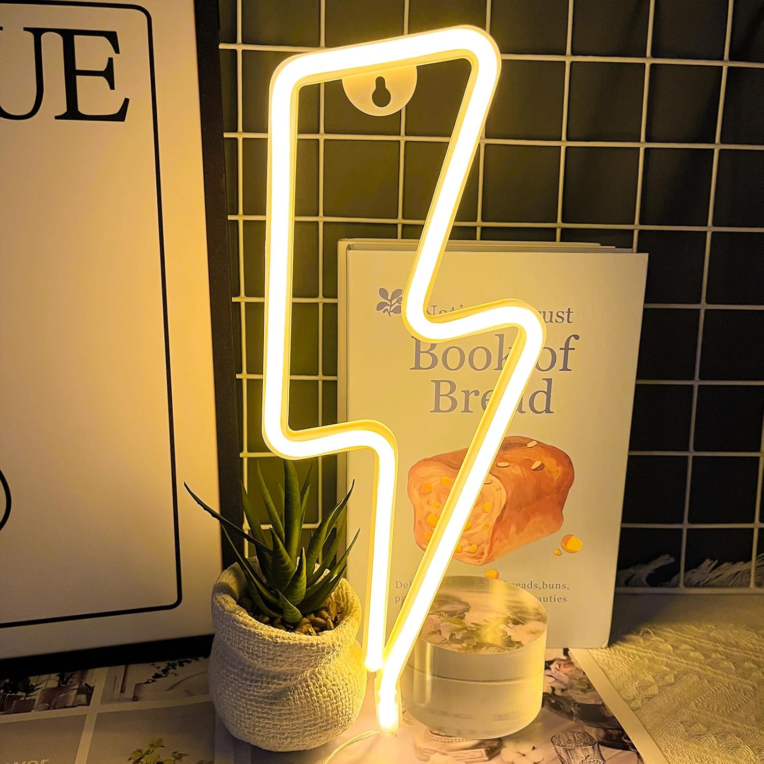 [Brand] Lightning Bolt LED Neon Light – Safe Battery Powered Wall Decor for Kids Bedroom and Playroom, Flexible Silicone Baby Room Night Light