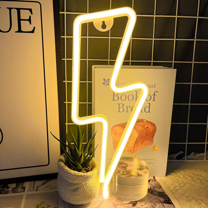 [Brand] Lightning Bolt LED Neon Light – Safe Battery Powered Wall Decor for Kids Bedroom and Playroom, Flexible Silicone Baby Room Night Light