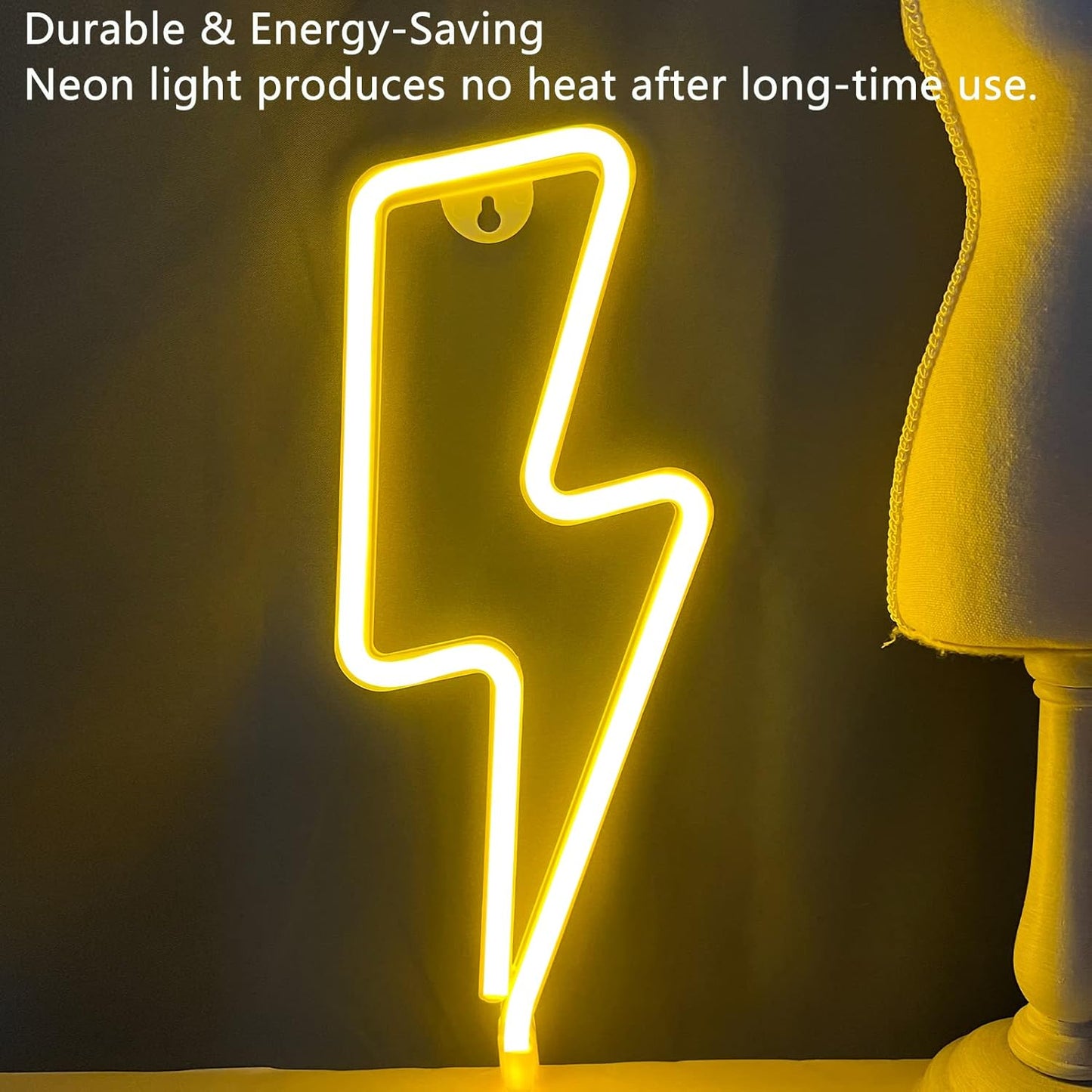 [Brand] Lightning Bolt LED Neon Light – Safe Battery Powered Wall Decor for Kids Bedroom and Playroom, Flexible Silicone Baby Room Night Light