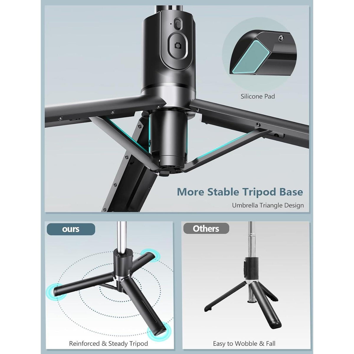 [Brand] Slim Stainless Steel Phone Tripod Collapsing to 8.3 Inches – One Tool Replaces Three Bulky Items