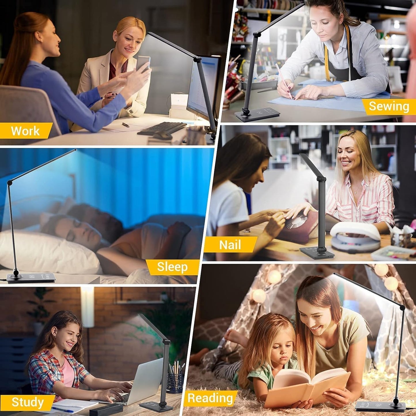 BrandName Eye-Care LED Desk Lamp – Flicker-Free Reading Light for Bedtime Wind-Down, 5000K Soft Daylight