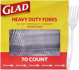 Glad Heavy Duty Plastic Forks – Camping Cutlery Set for Picnics, RV Trips and Patio Dinners, 70 Count