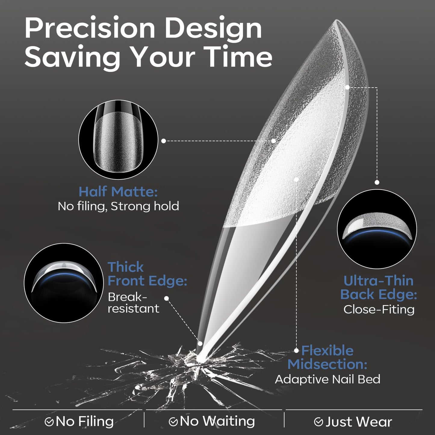 break-resistant soft gel material designed to last 28+ days