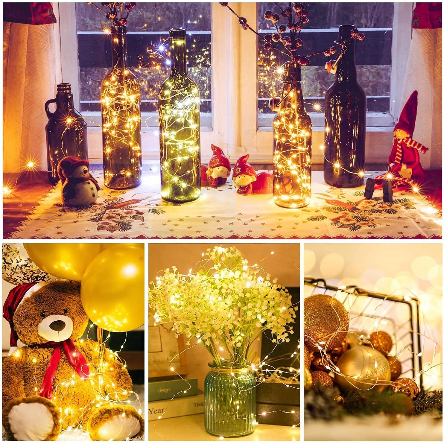 Brightever Battery Operated Fairy String Lights – Thoughtful Birthday Gift for Women and Mom, 7ft Copper Wire Firefly Lights for Mason Jars and Vases