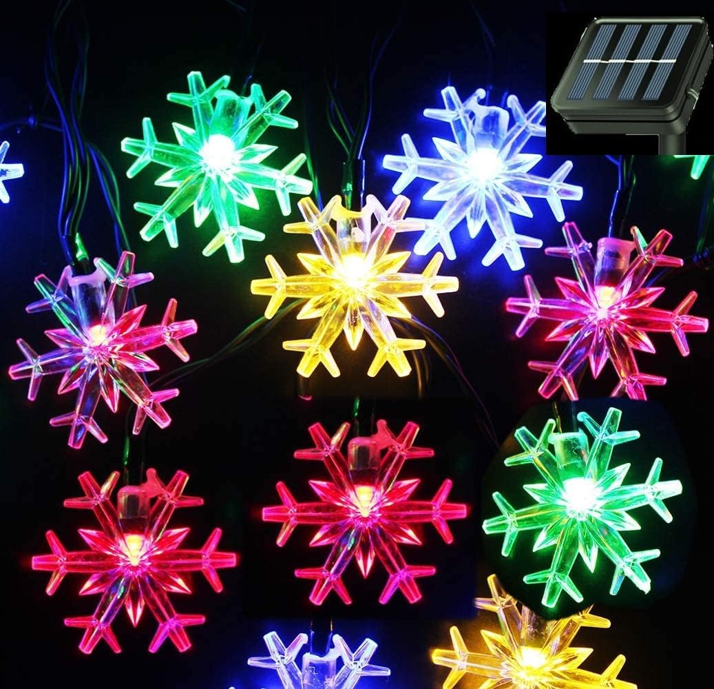 Brightever Solar Snowflake String Lights 20 Ft 30 LED – Clean White Glow for Uncluttered Spaces and Intentional Home Styling