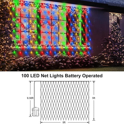 Brightown Battery LED Net Lights 3V Low Voltage – Flameless Safe Lights Around Kids Pets and Curtains