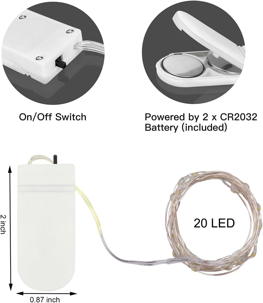 Brightown Mini Fairy Lights Battery Operated – 6.6ft 20 LED Indoor String Lights for Moody Living Room Ambiance and Rustic Home Styling