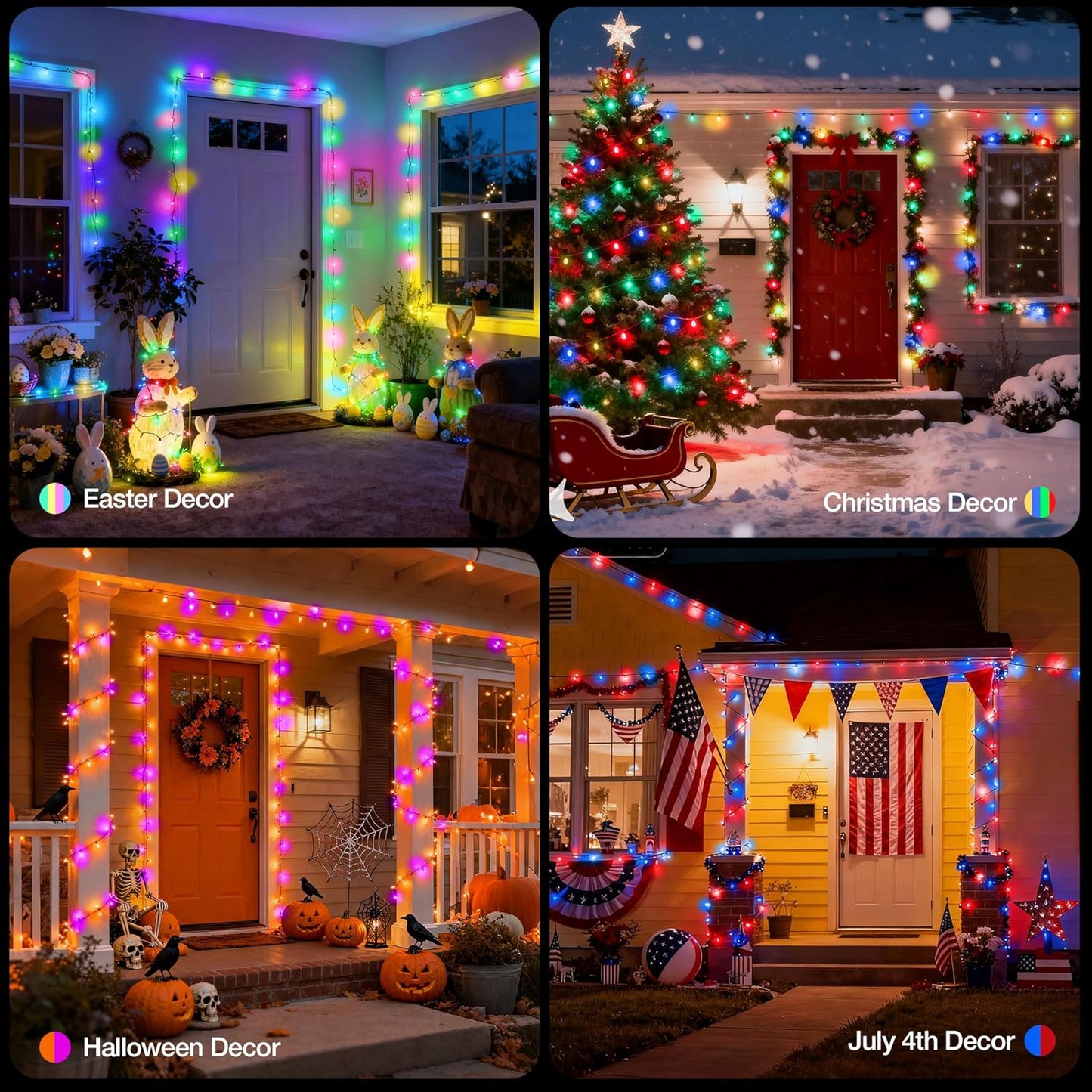 Brightown Multicolor LED String Lights 98.4ft – Cozy Living Room Aesthetic with 24 Colors, Dimmable Mood Lighting for Home