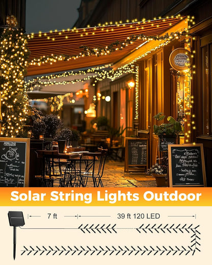 Brightown Solar String Lights – Simple Off-White Patio Lighting, Clean Solar Design 2 Pack