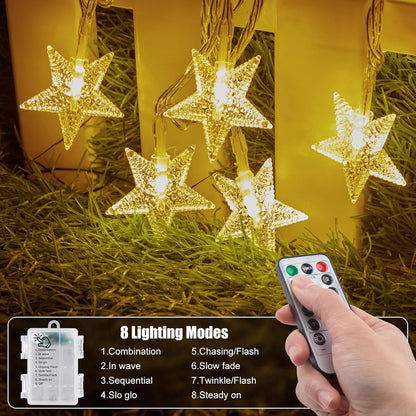 Brightown Star String Lights – Living Room Aesthetic Accent Lighting, 50 LED Battery Operated Fairy Lights with 8 Modes and Timer