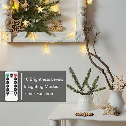 Brightown Star String Lights – Living Room Aesthetic Accent Lighting, 50 LED Battery Operated Fairy Lights with 8 Modes and Timer