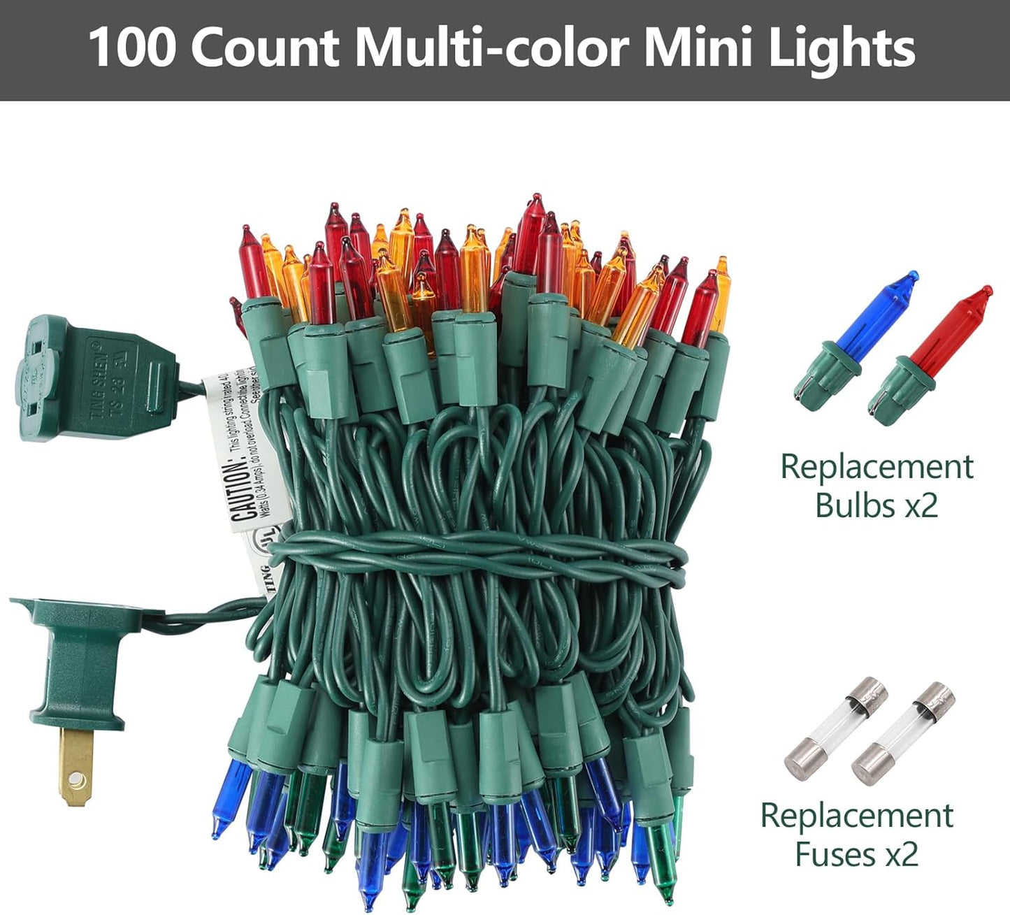 Brightown UL Certified Multicolor Christmas Lights 100 Count – Flameless Indoor Tree Lighting for Bedroom and Living Room