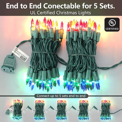 Brightown UL Certified Multicolor Christmas Lights 100 Count – Flameless Indoor Tree Lighting for Bedroom and Living Room