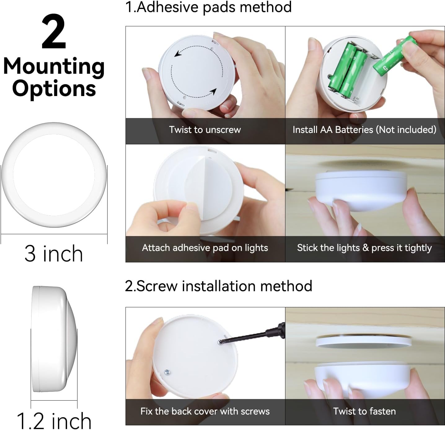 Brilliant Evolution Flameless Puck Lights, Battery Operated LED Night Light Safe for Kids Pets and Bedroom Sleep