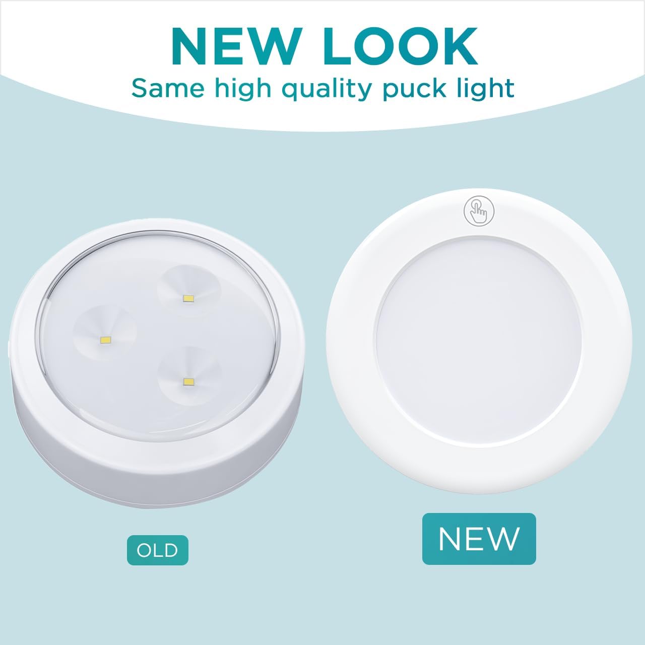 Brilliant Evolution Wireless Touch Puck Lights – Low-Profile Battery Lamps for Minimalist Kitchens and Hallways, Pack of 2